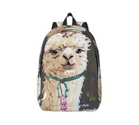 kkvhhyuo Alpaca Llama Print Canvas Backpack, Lightweight School Backpack Travel Laptop Backpack for Men Women Work Sports Travel Flight, S