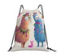 kkvhhyuo Alpaca Llama Printed Drawstring Backpack Large Foldable Draw String Bag with Adjustable Straps for Sports Travel Swimming School