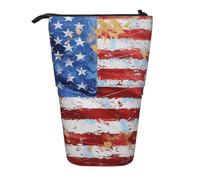 kkvhhyuo American Flag Independence Fourth of July Print Pencil Case Big Capacity Aesthetic Pencil Pouch Box with Zipper Portable Pencil Bag Cute for School Students Office Stationery