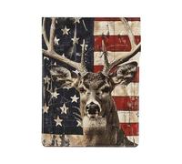 kkvhhyuo Americana Flag Deer Print Leather Laptop Sleeve 13 Inch, PU Leather Slim Protective Laptop Case Stylish Laptop Bag for Work and Travel