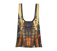 kkvhhyuo Ancient Egypt Tribe Series Print Reusable Shopping Bag, Foldable Grocery Bags in Pouch Portable Storage Bags for Daily Shopping Groceries Travel Storage