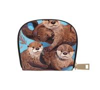 kkvhhyuo Animal Cute Brown Otters Print Coin Purse, Leather Mini Coin Pouch Purses with Zipper Purses Bag for Women Men