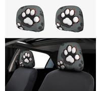 kkvhhyuo animal footprints Print Car Headrest Cover 2 Pcs, Soft Polyester Headrest Pillow Cover Protector with Stretch Fit Universal Fit Seat Cover for Cars SUVs Trucks