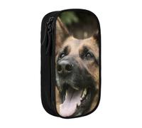 kkvhhyuo Animal German Shepherd Pencil Case, Double Layer Pen Bags | Large Capacity Pencil Box, Oxford Fabric Stationery Organizer Bag for School Office Travel Kids, Black