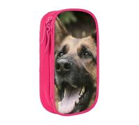 kkvhhyuo Animal German Shepherd Pencil Case, Double Layer Pen Bags | Large Capacity Pencil Box, Oxford Fabric Stationery Organizer Bag for School Office Travel Kids, Pink
