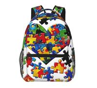 kkvhhyuo Autism Awareness Puzzle Pieces Heart Print Casual Backpack, Lightweight Bag Causal Daypack Casual Travel Bag for Men Women, School Bag School Backpack for Boys and Girls