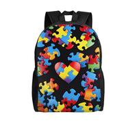 kkvhhyuo Autism Awareness Puzzle Pieces Heart Printed School Backpack, Lightweight Laptop Backpack Casual Daypack for Boys Girls Teen Adult