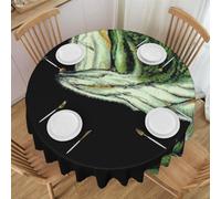 kkvhhyuo Bait with Fishing Line Eating Little Fish Round Tablecloth 152cm | Wipe Clean Table Cloth, Machine Washable, Polyester Table Cover with Lace Edge for Dining Party Wedding Picnic