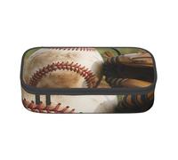 kkvhhyuo Baseball Print Large Capacity Pencil Case, Stationery Pencils Case Bag with Compartments, Portable Pencil Pouch Pencil Bag with Zipper for Students Teachers Office