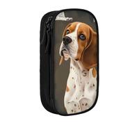 kkvhhyuo Beagle Dog Print Large Pencil Case, Zip Smooth Pencil Pouch for Girls Boys with 2 Compartment Multifunctional Pencils Bag for School Office Travel Makeup Bags, Black