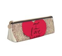 kkvhhyuo Bear I Love You Printed Small Pencil Pouch PU Leather Pen Bag Triangle Pencil Case Slim Zippered Portable Stationery Organizer for Students Artists Travel