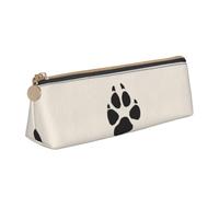 kkvhhyuo Bear paw Printed Small Pencil Pouch PU Leather Pen Bag Triangle Pencil Case Slim Zippered Portable Stationery Organizer for Students Artists Travel
