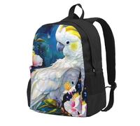 kkvhhyuo Beautiful Cockatoo Bird Flower Printed Large Capacity Backpack, Laptop Backpack with Laptop Compartment, School Backpack Travel Rucksack for School Work Hiking