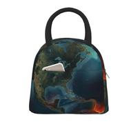 kkvhhyuo Beautiful Globe Insulated Lunch Bag for Men Women | Large Capacity Lunch Box With Front Pocket Portable Kids Cool Bag for Office Work School Picnic Travel, Black
