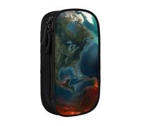 kkvhhyuo Beautiful Globe Pencil Case, Double Layer Pen Bags | Large Capacity Pencil Box, Oxford Fabric Stationery Organizer Bag for School Office Travel Kids, Black