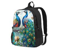 kkvhhyuo Beautiful Peacock Flowers Printed Large Capacity Backpack, Laptop Backpack with Laptop Compartment, School Backpack Travel Rucksack for School Work Hiking
