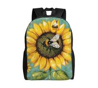 kkvhhyuo bee & Sunflowers Printed School Backpack, Lightweight Laptop Backpack Casual Daypack for Boys Girls Teen Adult