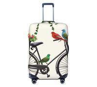 kkvhhyuo Birds Flowers on Bikes Luggage Cover Protector, Black, S, Modern | Suitcase Cover, Washable, Travel Stretch Baggage Case Protective, Carry On Cover,