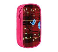 kkvhhyuo Birds in Love Kissing Pencil Case, Double Layer Pen Bags | Large Capacity Pencil Box, Oxford Fabric Stationery Organizer Bag for School Office Travel Kids, Pink