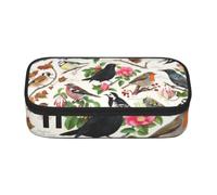 kkvhhyuo Birds in My Garden Print Pencil Case Large Pencil Box Pouch with Zipper Lightweight Pencil Bag for Students Office Supplies Travel Makeup Bag