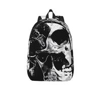 kkvhhyuo Black and White Human Skull Print Canvas Backpack, Lightweight School Backpack Travel Laptop Backpack for Men Women Work Sports Travel Flight, S