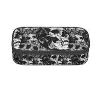 kkvhhyuo Black and White Human Skull Print Pencil Case, Large Capacity Pen Case Bag Pouch Holder Stationery Pen Case Office Pencil Bag Pen for Stationery, Cosmetic, Makeup, Travel & Office Supplies