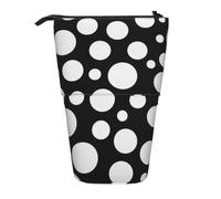 kkvhhyuo Black and White Polka Dot Printed Pencil Case, Standing Telescopic Pencil Pouch, Large Pencil Bag Portable Pen Box for School Office Makeup Travel