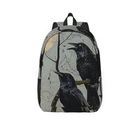 kkvhhyuo Black Crow Birds Print Canvas Backpack, Lightweight School Backpack Travel Laptop Backpack for Men Women Work Sports Travel Flight, S