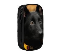 kkvhhyuo Black German Shepherd Dog Pencil Case, Double Layer Pen Bags | Large Capacity Pencil Box, Oxford Fabric Stationery Organizer Bag for School Office Travel Kids, Black