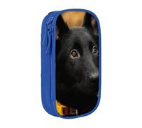 kkvhhyuo Black German Shepherd Dog Pencil Case, Double Layer Pen Bags | Large Capacity Pencil Box, Oxford Fabric Stationery Organizer Bag for School Office Travel Kids, Blue