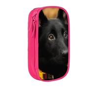 kkvhhyuo Black German Shepherd Dog Pencil Case, Double Layer Pen Bags | Large Capacity Pencil Box, Oxford Fabric Stationery Organizer Bag for School Office Travel Kids, Pink