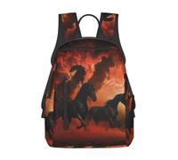 kkvhhyuo Black Horses Red Glowing Clouds Print Laptop Backpack For Women Men, Large Sturdy Carry On Travel Backpack Gifts For Work Gym Weekend Hiking.