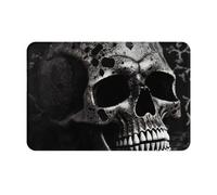 kkvhhyuo Black Skull Print Door mat 16 x 24 Inch, Washable Muddy Dirt Absorbent Low-Profile with Rubber Backing Indoor Door mat for Front Door, Kitchen, Pet Area, Laundry Room