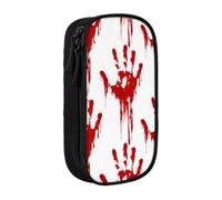 kkvhhyuo Bloody Handprints Pencil Case Black Pencil Bag with 2 Compartments | Large Capacity Pencil Pouch Stationery Organizer Makeup Bag For Students Office Travel Art Supplies
