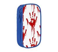 kkvhhyuo Bloody Handprints Pencil Case Blue Pencil Bag with 2 Compartments
