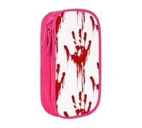 kkvhhyuo Bloody Handprints Pencil Case Pink Pencil Bag with 2 Compartments
