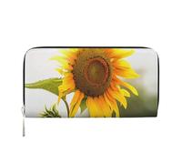 kkvhhyuo Bloom Sunflower Print Long Leather Wallet Large Capacity Clutch with 8 Card Slots, Zip Coin Pocket & Dual Cash Compartments for Women, Men.