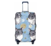 kkvhhyuo Blue Chinchillas And Moon Print Luggage Cover Suitcase Protector Cover Elastic Fit Protective Travel Bag Sleeve for Suitcase 18-32 Inch Luggage, Black, Medium, Print