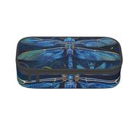 kkvhhyuo Blue Dragonfly Print Large Capacity Pencil Case, Stationery Pencils Case Bag with Compartments, Portable Pencil Pouch Pencil Bag with Zipper for Students Teachers Office