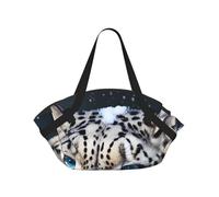 kkvhhyuo Blue eyed snow leopard Print Camping Bag Foldable Shopping Beach Shoulder Bags with Convertible Pad Design for Beach, Picnics, Hiking & Festival Use.