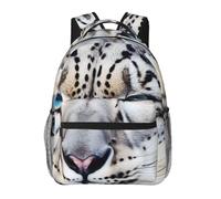 kkvhhyuo Blue eyed snow leopard Print Casual Backpack, Lightweight Travel Laptop Daypack Backpack for Men and Women, School Backpack for Boys and Girls