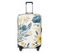 kkvhhyuo Blue Flower Floral Pattern Roses Print Luggage Cover Suitcase Protector, Luggage Protector Elastic Stretchable & Washable Spandex Travel Cover Fits 18-32 Inch, Black, Small, Print