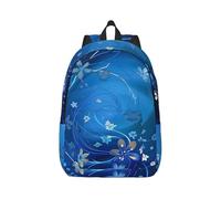 kkvhhyuo Blue Mini Flower Swirl Print Canvas Backpack, Lightweight School Backpack Travel Laptop Backpack for Men Women Work Sports Travel Flight, M