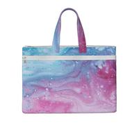 kkvhhyuo Blue Pink and Purple Pastel Colors Print Document Bag, Lightweight Canvas Bag Handbag with Dual Zip Canvas Tote File Bag for Work Commuting Study and Everyday Carry