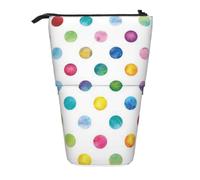 kkvhhyuo Blue Polka Dot Pattern Printed Pencil Case, Standing Telescopic Pencil Pouch, Large Pencil Bag Portable Pen Box for School Office Makeup Travel