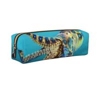 kkvhhyuo Blue-Ringed Octopus Pencil Case PU Leather Gold Zipper | Large Capacity Pen Pouch Stationery Organizer Bag For School Office Travel Makeup