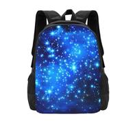 kkvhhyuo Blue Shining Stars Travel Backpack, Laptop Bag | Laptop Large Capacity Rucksack, Lightweight Polyester School Rucksack, Fashion Backpack for College Work Travel