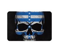kkvhhyuo Blue Stripe Stars Skull Print Door mat 16 x 24 Inch, Washable Muddy Dirt Absorbent Low-Profile with Rubber Backing Indoor Door mat for Front Door, Kitchen, Pet Area, Laundry Room