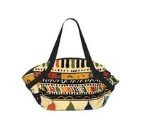 kkvhhyuo Bohemia Style Traditional African Pattern Print Camping Bag Foldable Shopping Beach Shoulder Bags with Convertible Pad Design for Beach, Picnics, Hiking & Festival Use.