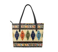 kkvhhyuo Bohemia Style Traditional African Pattern Print Leather Tote Bag Reusable Large Handbags Shoulder Bag with Zipper and Pockets Shopping Bag for Work, School, Travel